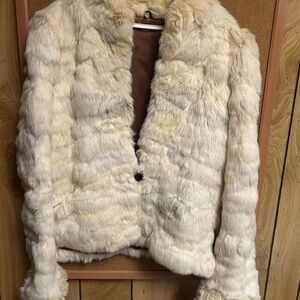 Rabbit fur jacket Elegant Cream Fur Jacket